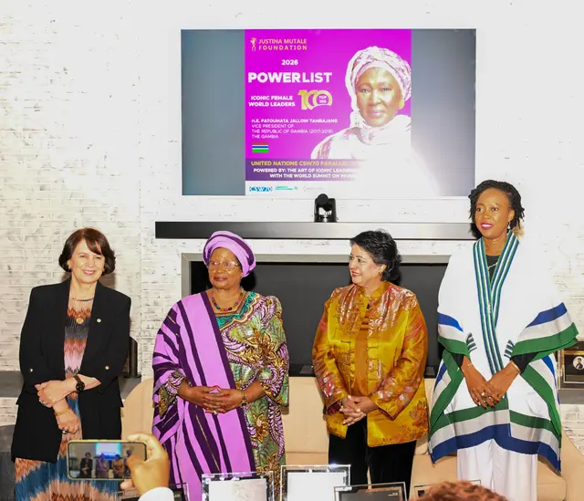 Honorees on stage beneath the Justina Mutale Foundation 2026 Powerlist